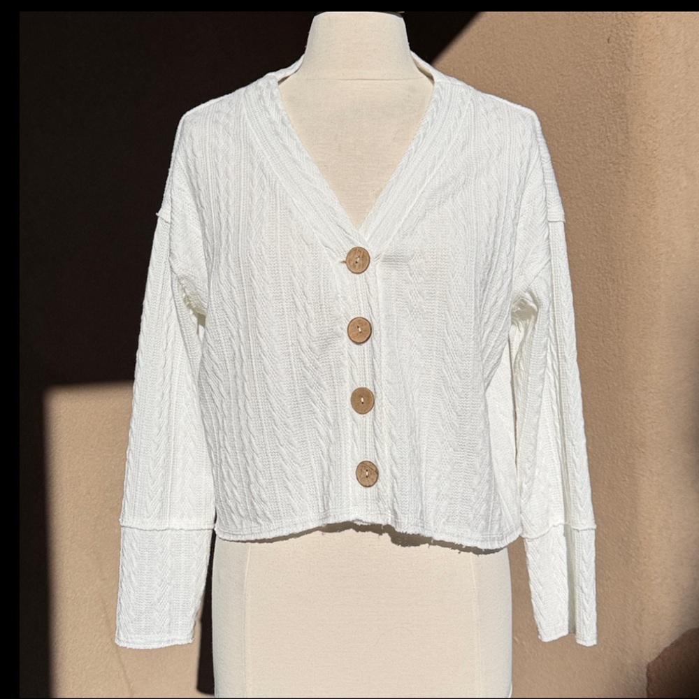 Altar'd State Cream Button-Up Cardigan